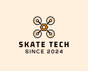 Quadcopter Drone Tech logo design