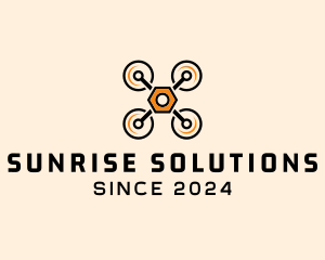 Quadcopter Drone Tech logo design