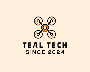 Quadcopter Drone Tech logo design