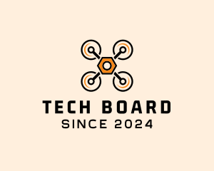 Quadcopter Drone Tech logo design