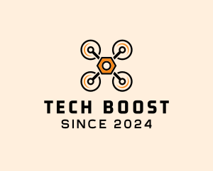 Quadcopter Drone Tech logo design