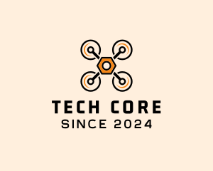 Quadcopter Drone Tech logo design