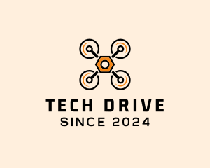 Quadcopter Drone Tech logo design