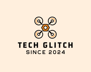 Quadcopter Drone Tech logo design