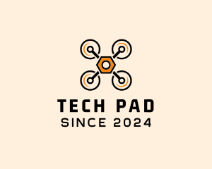 Quadcopter Drone Tech logo design