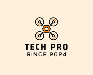 Quadcopter Drone Tech logo design