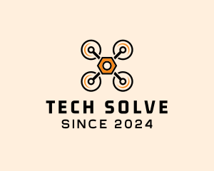 Quadcopter Drone Tech logo design