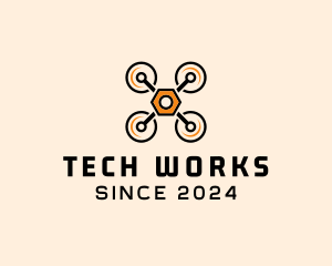 Quadcopter Drone Tech logo design