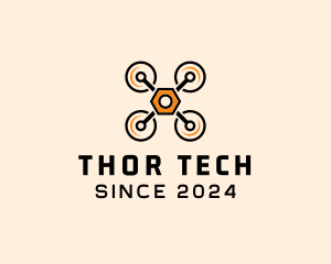 Quadcopter Drone Tech logo design