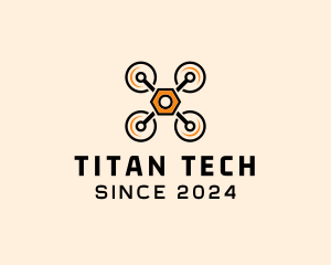 Quadcopter Drone Tech logo design