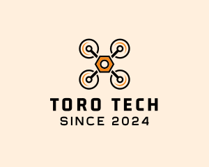 Quadcopter Drone Tech logo design