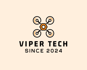 Quadcopter Drone Tech logo design