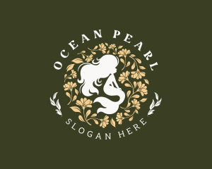 Elegant Floral Mermaid logo design