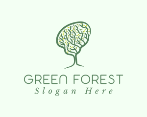 Green Brain Tree logo design