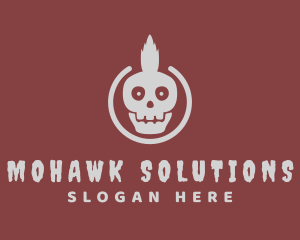 Mohawk - Gray Mohawk Skull logo design