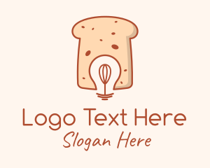 Toast - Wheat Bread Whisk Bulb logo design