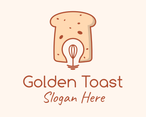 Toast - Wheat Bread Whisk Bulb logo design