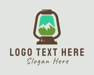 Trekking - Mountain Trekking Lamp logo design