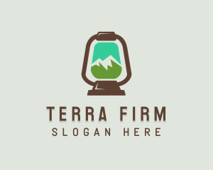 Mountain Trekking Lamp logo design