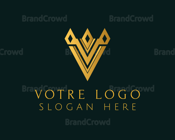 Golden Business Letter V Logo