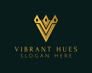 Golden Business Letter V logo design