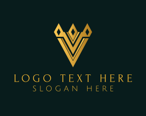 Metallic - Golden Business Letter V logo design