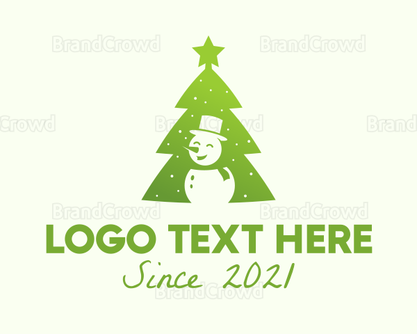 Snowman Christmas Tree Logo