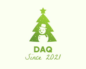 Negative Space - Snowman Christmas Tree logo design