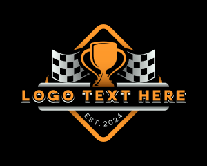 Racing Flag - Car Racing Trophy logo design