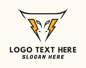 Electrician - Gold Lightning Bull logo design