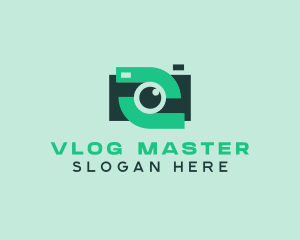 Vlogger - Green Video Camera logo design