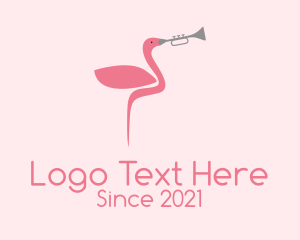 Band - Flamingo Trumpet Player logo design