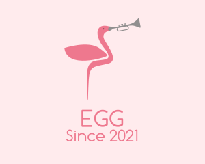 Trumpet - Flamingo Trumpet Player logo design