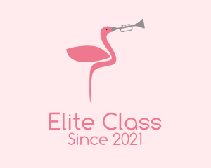 Flamingo Trumpet Player  logo design