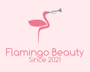 Flamingo Trumpet Player  logo design