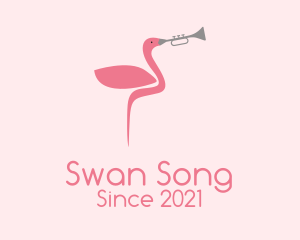 Flamingo Trumpet Player  logo design