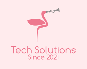 Music Class - Flamingo Trumpet Player logo design