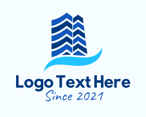 High Rise - Blue Condominium Wave logo design