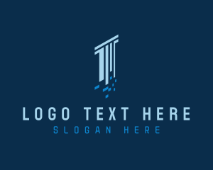 Telecom - Digital Pixel Column logo design