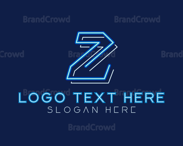 Neon Retro Gaming Letter Z Logo