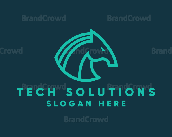 Modern Tech Trojan Horse Logo