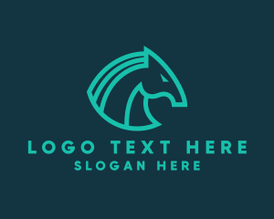 Black Horse - Modern Tech Trojan Horse logo design