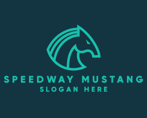 Mustang - Modern Tech Trojan Horse logo design