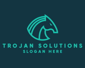 Trojan - Modern Tech Trojan Horse logo design