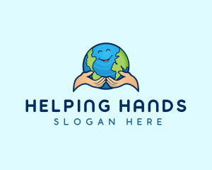 Hands - Earth Hands Globe logo design