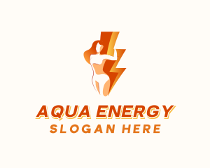 Woman Lightning Energy logo design