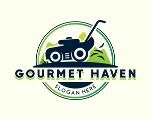 Garden Lawn Mower Landscaping Logo