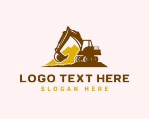 Worker - Excavator Construction Backhoe logo design