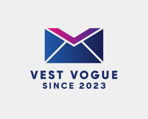 Mail Envelope Letter V logo design