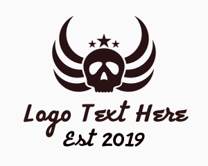 Heavy Metal - Skull Pirate Wings logo design